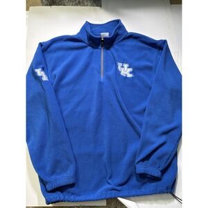 Kentucky Wildcats Fleece Quarter Zip Pullover Blue NCAA‎ UK Logo Mens Large
